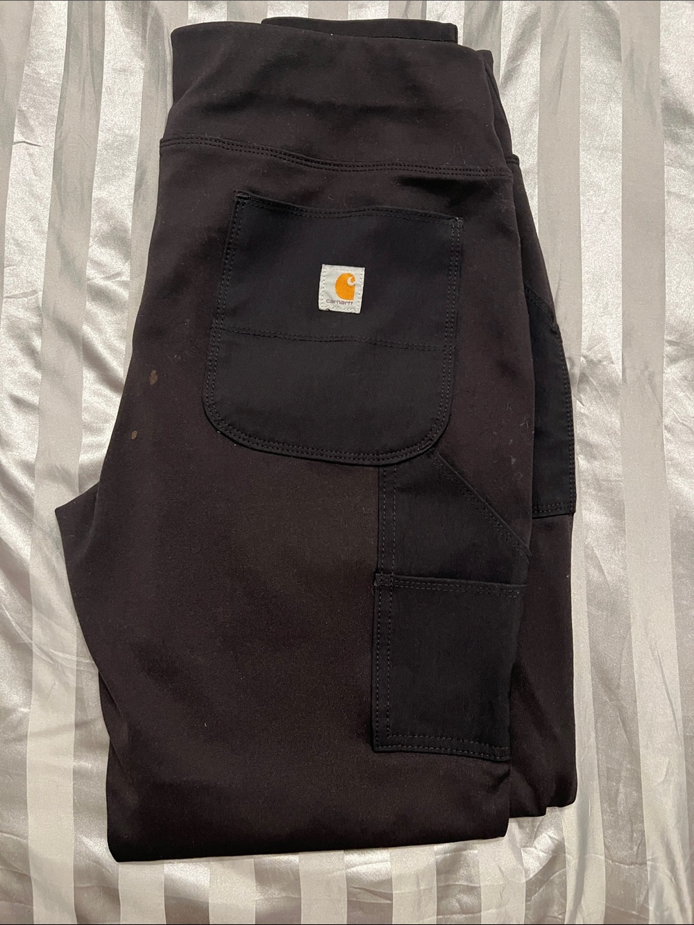 Carhartt Black Utility Pocket Work Pants with Logo Patch - large tall